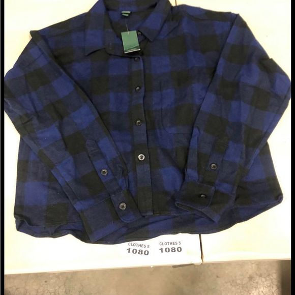 Wild Fable Blue & Black Flannel Long Sleeve size small - Picture 3 of 3